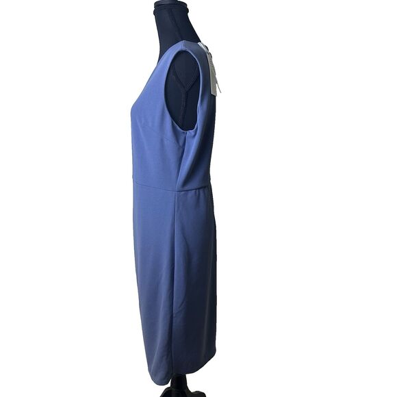 Grace Karin Women’s Ruched Sleeveless Sheath Dress L Blue Stretch Elegant New - Picture 9 of 11